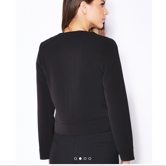 NWT FRNCH Cropped Zip Front Jacket Blazer Black - Picture 5 of 8